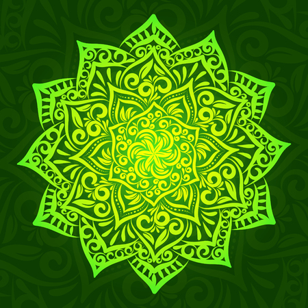 Vector Mandala with flowers ornament for background or postcardのイラスト素材