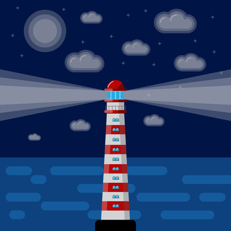 Lighthouse vector image. Template for postcardsのイラスト素材