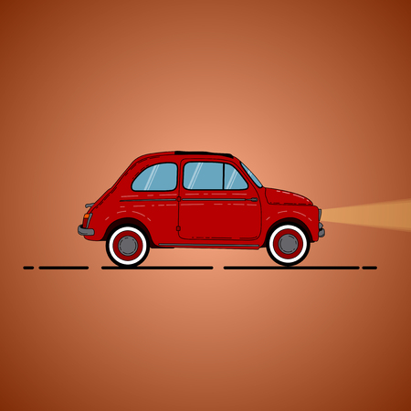 Red retro car vector. Fat designのイラスト素材