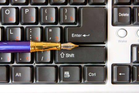 Pen On Keyboardの写真素材