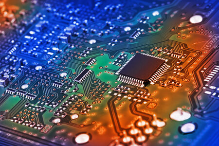 Electronic circuit board close up 