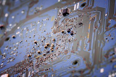 Electronic circuit board close up.
