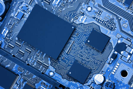 Electronic circuit board close up.