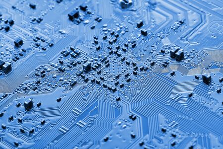 Electronic circuit board close up.