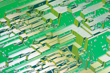 Electronic circuit board close up.