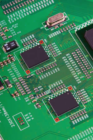 Electronic circuit board close up.
