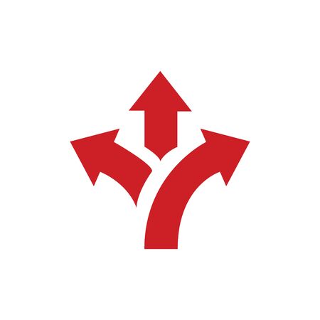 Three-way direction arrow. Stock vector illustrationのイラスト素材