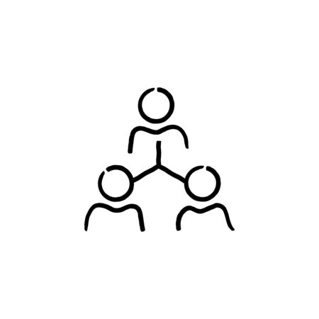 simple of triangle three People or person community connection network concept linear outline icon. Stock vector illustrationのイラスト素材