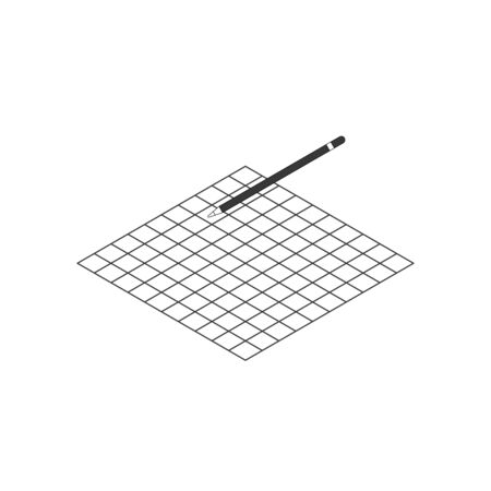 Pencil drawing lines. seamless texture of graph paper, grid line paper sheet, white straight lines Stock vector illustrationのイラスト素材
