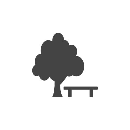 tree sign icon. Tree with bench icon. Relax symbol. Stock vector illustrationのイラスト素材