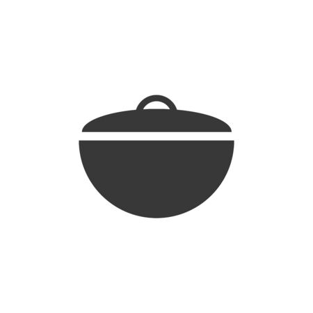Icon metal hiking pot or cauldron in flat style. Hiking pot for tourism and cooking on a fire, hiking in nature and a picnic. Isolated flat vector illustrationのイラスト素材