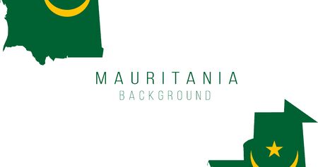 Mauritania flag map background. The flag of the country in the form of borders. Stock vector illustrationのイラスト素材
