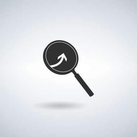 Arrow with magnifier. Vector icon. Stock vector illustration isolated on white backgroundのイラスト素材