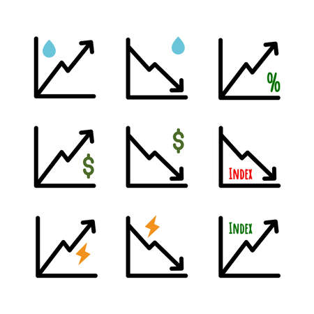 bar success. Graphics oil, energy, dollar, index set. Stock Vector illustration isolated on white background.のイラスト素材