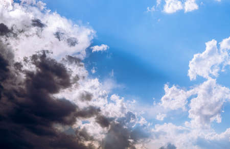 Wonderful black clouds in the blue sky in Mendoza.の写真素材