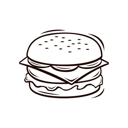 Burger line art vectorのイラスト素材
