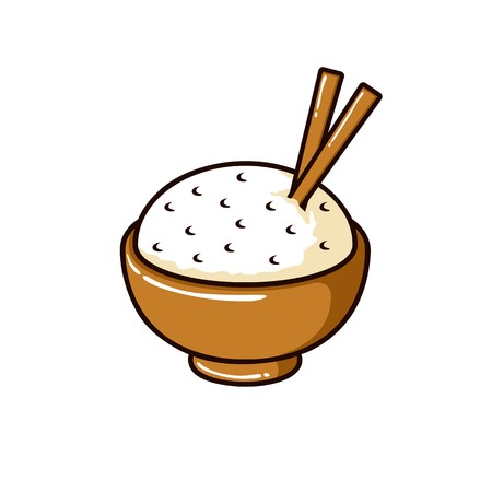 A bowl of rice with chopstick illustration vectorのイラスト素材