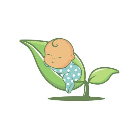 Sleep baby icon on white background, vector illustration.のイラスト素材