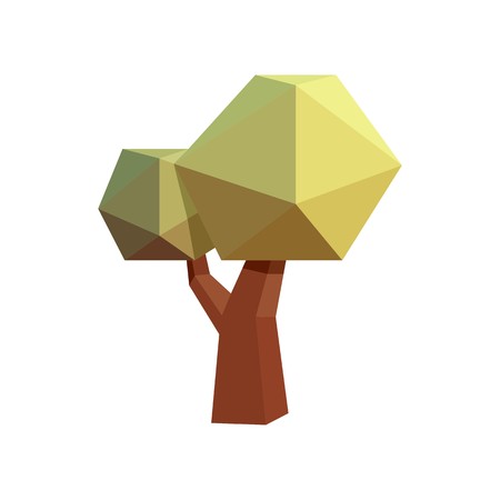 Tree low poly art on white background, vector illustration.のイラスト素材