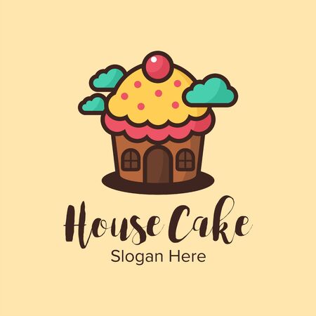 House cake logo design illustration good for logo on a plain background.のイラスト素材