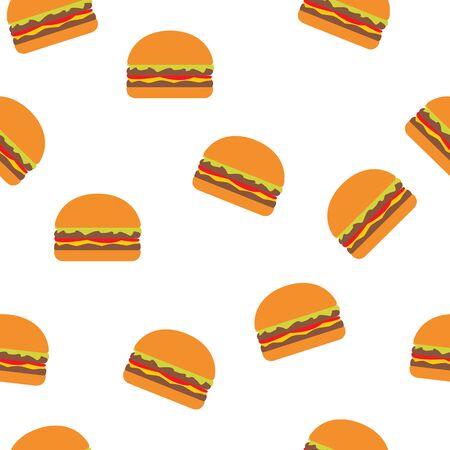 Seamless vector pattern with burger on white background.のイラスト素材