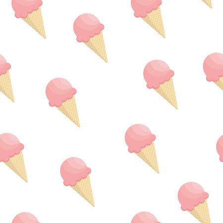 Seamless vector pattern with ice cream on white backgroundのイラスト素材