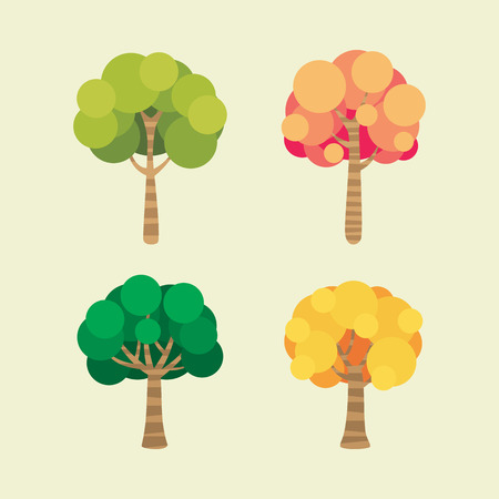 Collection of trees illustration vector isolated on white backgroundのイラスト素材