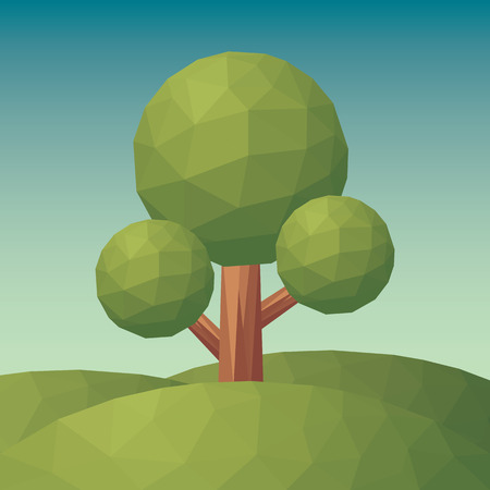 Illustration of tree in low poly style vectorのイラスト素材