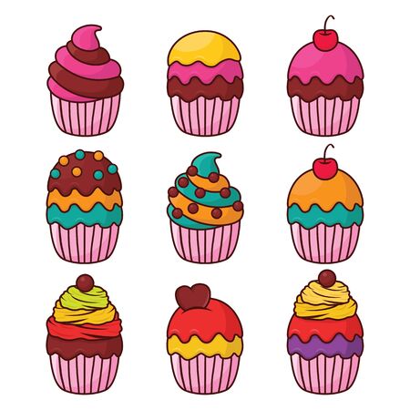 Cupcake vector set illustrationのイラスト素材