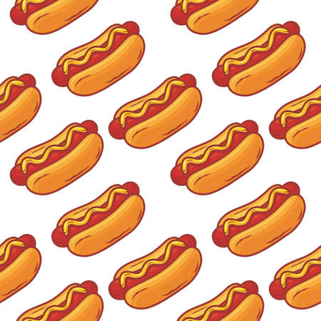 Hotdog pattern backgroundのイラスト素材