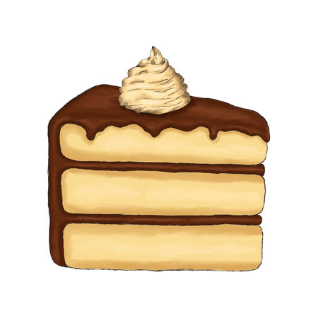 Colored a piece of cake sketch hand drawn vector
