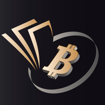 Abstract Digital Currency Design Featuring Bitcoin Symbol and Stylized Graphicsのイラスト素材