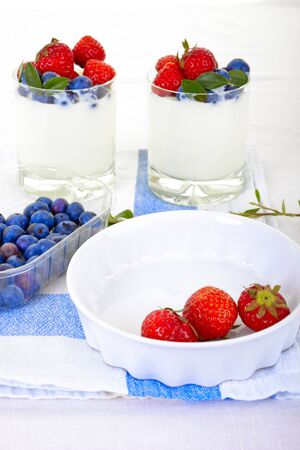 yogurt with berriesの写真素材