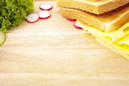 Food on a wooden boardの写真素材