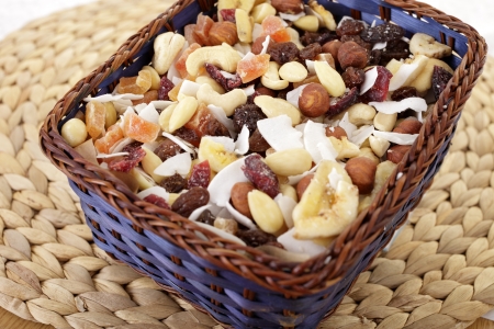 dried fruit in a basketの写真素材