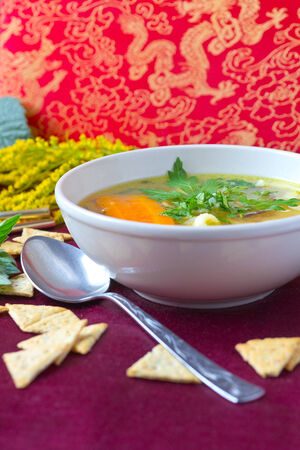 beef and chicken soupの写真素材