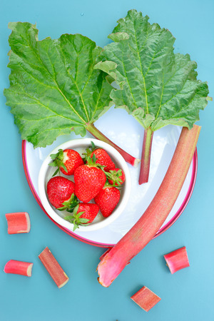 rhubarb and strawberryの写真素材