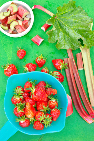rhubarb and strawberryの写真素材
