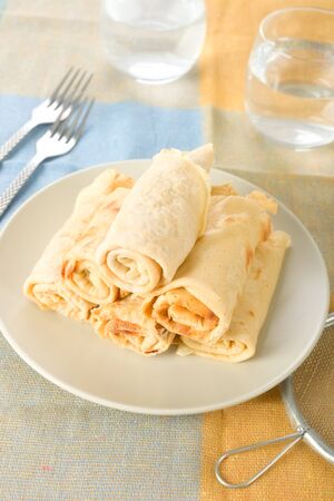 Stack of homemade pancakes.の写真素材