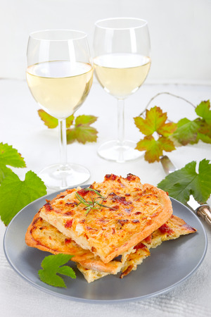 German onion cake with new wine.の写真素材