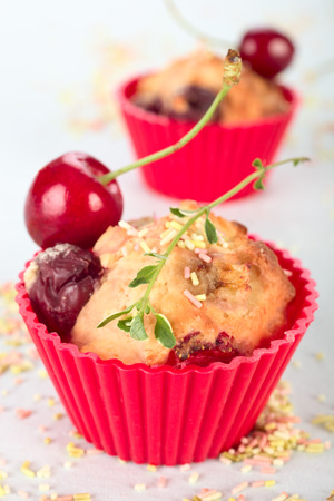 Cherry muffinsの写真素材
