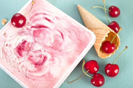 Cherry ice cream .の写真素材