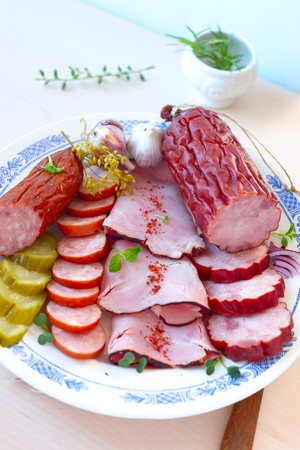 Meat delicatessen plateの写真素材