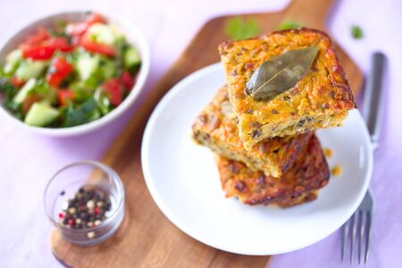 Stack of red lentil loaf