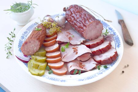 Meat delicatessen plateの写真素材