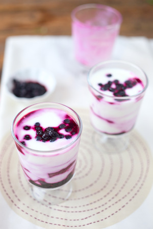 Yoghurt dessert with blueberry.の写真素材