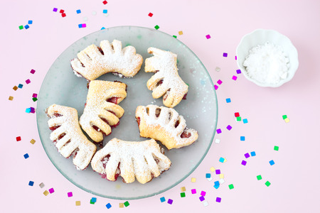 Sweet baked combs with jam fillingの写真素材