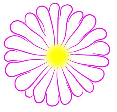 Purple Daisy with Yellow Center Outlineのイラスト素材