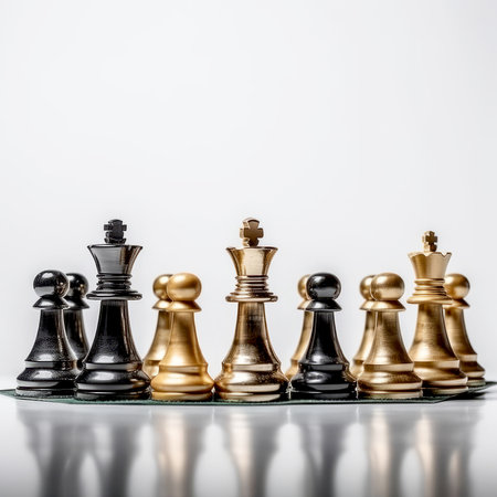 Chess pieces on a white background, ai-generated, generative.の写真素材