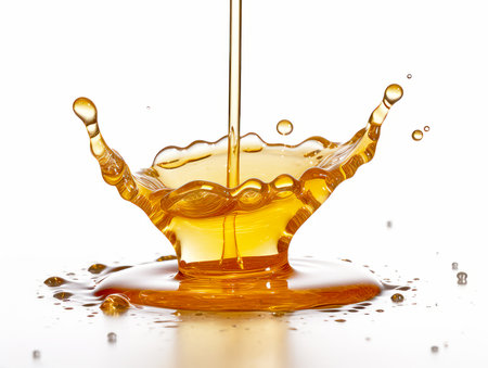 splash of honey isolated on white backgroundの素材